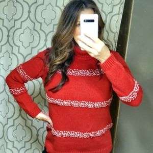 Liz Claiborne Chunky Turtleneck Sweater Red White